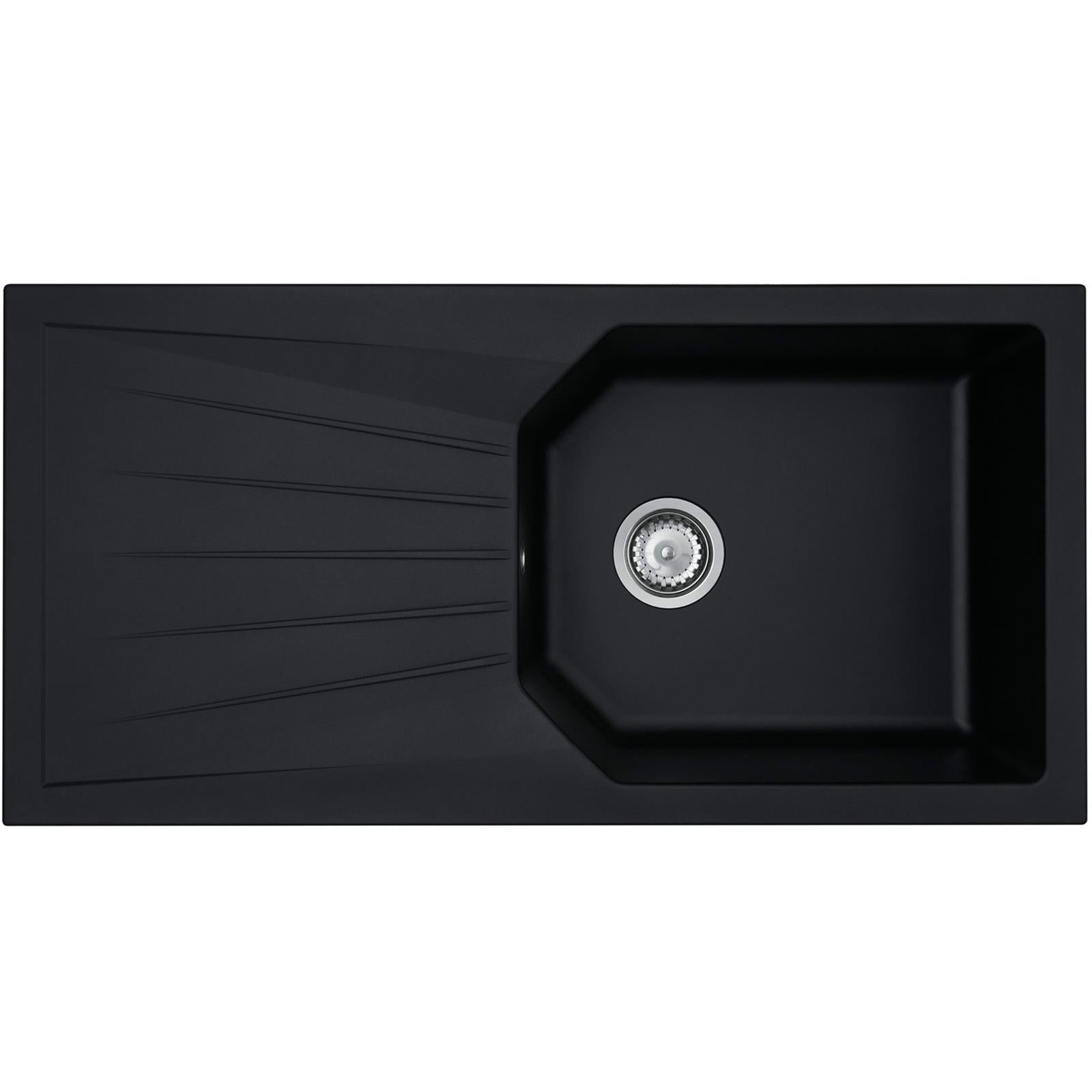 Liquida AGV100BL 1.0 Bowl Composite Reversible Black Kitchen Sink & Waste Kit